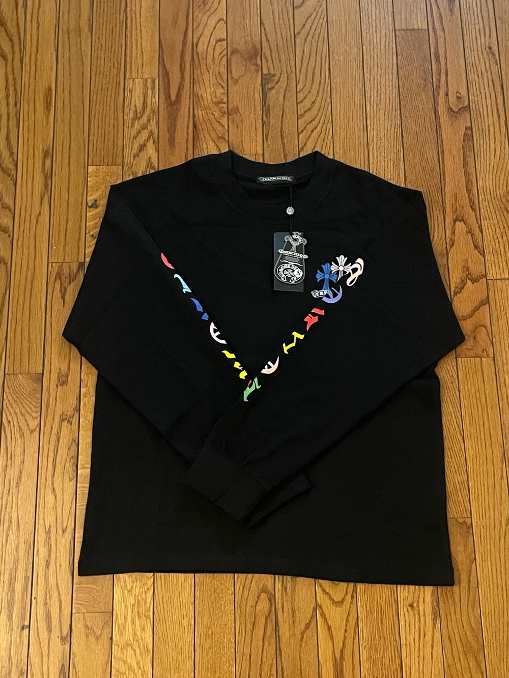 Black And Rainbow Chrome Hearts Long Sleeve Shirt